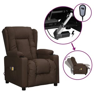 vidaXL Fauteuil de massage électrique Marron Similicuir