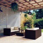vidaXL Salon de jardin 5 Pièces avec coussins Résine tressée Marron