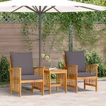 vidaXL Ensemble de canapé de jardin 3 Pièces Marron Bois d'acacia massif