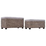 Banquette pouf tabouret meuble banc 2 Pièces jacinthe d'eau gris 3002178