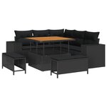 vidaXL Ensemble de canapé de jardin avec coussin 8 Pièces Noir polyrotin