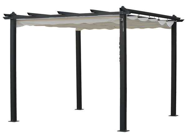 Pergola avec toile coulissante "monica" - 3 x 3 - beige