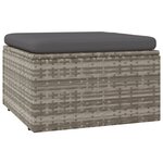vidaXL Repose-pied de jardin et coussin Gris 55x55x30cm Résine tressée