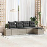 vidaXL Ensemble de canapé de jardin 5 Pièces Gris clair Poly rotin
