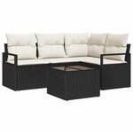 vidaXL Ensemble de canapés de jardin 4 pièces avec coussins marron en poly rattan.