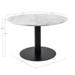 Table basse plateau aspect marbre et pied noir Ø 70 x 45 cm