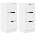 vidaXL Buffets 2 Pièces blanc 30x30x70 cm bois d'ingénierie