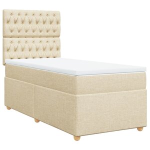 vidaXL Sommier à lattes de lit et matelas Crème 90x190 cm Tissu