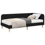 vidaXL Cadre de lit d'angle avec matelas Noir 90 x 200 cm tissu