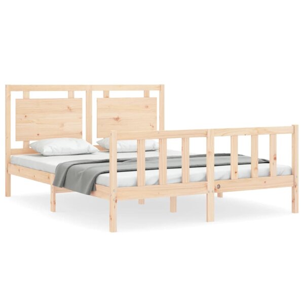 vidaXL Cadre de lit avec tête de lit 160x200 cm bois massif