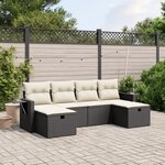 vidaXL Salon de jardin 6 Pièces avec coussins noir résine tressée