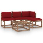 vidaXL Salon palette de jardin 5 Pièces et coussins Bois de pin imprégné
