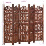 vidaXL Cloison de séparation 5 panneaux Marron 200x165cm Bois manguier