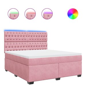vidaXL Sommier à lattes de lit avec matelas Rose 180x200 cm Velours
