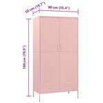 vidaXL Garde-robe Rose 90x50x180 cm Acier