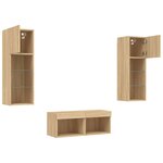 vidaXL Meuble TV muraux 4 Pièces avec lumières LED chêne sonoma