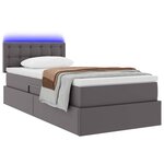 vidaXL Lit avec rangement et LED Gris 100 x 200 cm Cuir synthétique