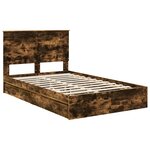 vidaXL Lit de Rangement Chêne fumé 120 x 190 cm Bois d'ingénierie