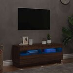 vidaXL Meuble TV avec lumières LED chêne marron 100x35x40 cm