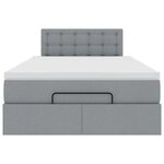 vidaXL Lit ottoman avec matelas gris clair 120x200 cm tissu