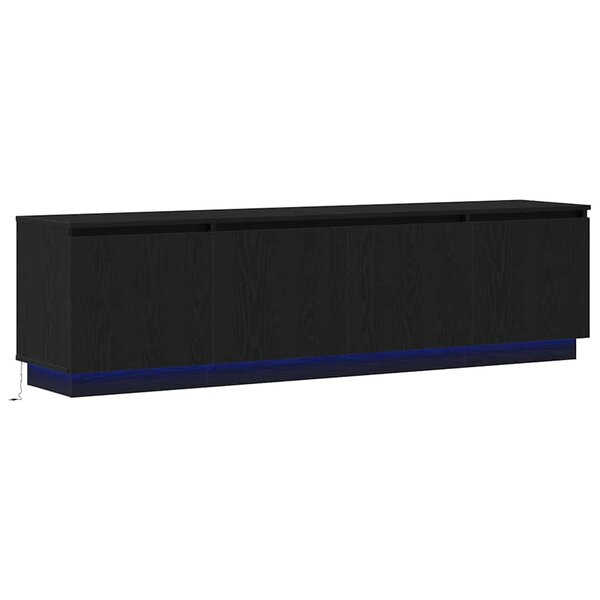 vidaXL Meuble TV avec LED Chêne noir 180 x 38 x 49 cm