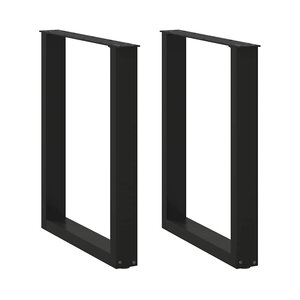 vidaXL Pieds de table à manger en U 2 pièces Noir 70 x (72-73) cm Acier
