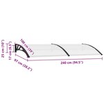 vidaXL Auvent de porte 240 x 100 cm PC