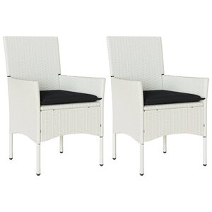 vidaXL Chaises de jardin avec coussins lot de 2 blanc résine tressée