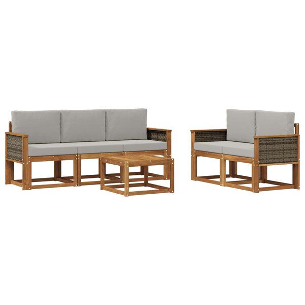 vidaXL Ensemble de canapés d'extérieur 6 Pièces Naturel et gris clair