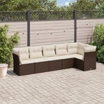 vidaXL Salon de jardin avec coussins 6 Pièces marron résine tressée