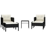 Salon de jardin meuble d'extérieur ensemble de mobilier 5 pièces avec coussins noir résine tressée 02_0016422