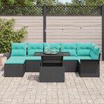 vidaXL Ensemble de canapé de jardin avec coussin 8 Pièces Noir Poly rotin