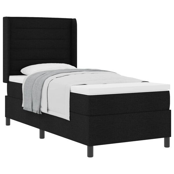 vidaXL Lit à ressorts avec matelas Noir 90 x 190 cm tissu
