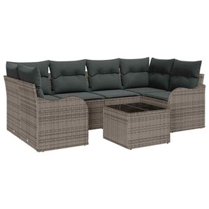 vidaXL Ensemble de canapé de jardin avec coussin 7 Pièces Gris