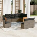 vidaXL Salon de jardin 8 Pièces avec coussins gris résine tressée