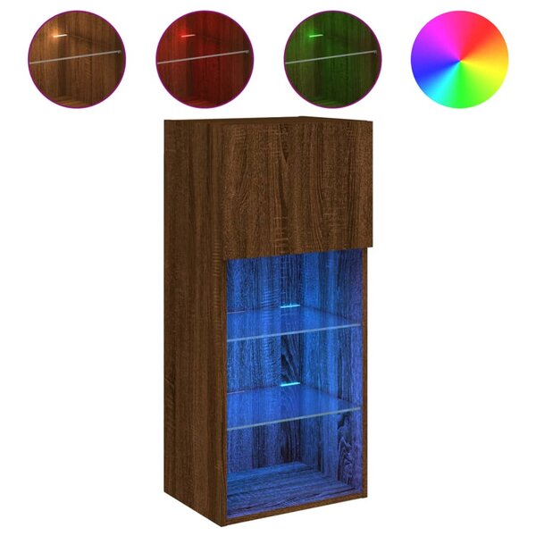 vidaXL Meuble TV avec lumières LED chêne marron 40 5x30x90 cm