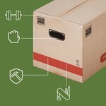 Pack and Move - Lot 20 Cartons Déménagement Livres Premium - 40 X 30 X 30 Cm - Extrême Résistance 20 KG - Poignées Renforcées - 1 Adhésif Offert