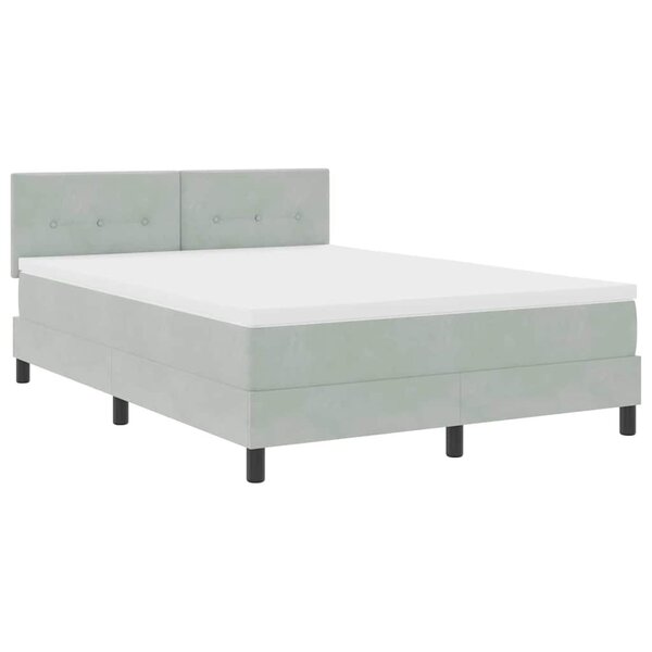 vidaXL Lit à ressort LED avec matelas Gris clair 160 x 200 cm Velours