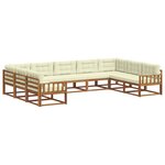 vidaXL Ensemble de canapés d'extérieur 9 Pièces Naturel et Crème