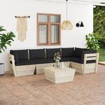 vidaXL Salon de jardin palette 6 Pièces avec coussins bois d'épicéa