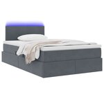 vidaXL Lit avec rangement et LED Gris foncé 120 x 190 cm Velours