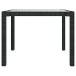 vidaXL Table de jardin 90x90x75 cm Verre trempé et résine tressée Noir