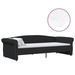 vidaXL Lit avec matelas et éclairage USB Noir Tissu 90x200 cm