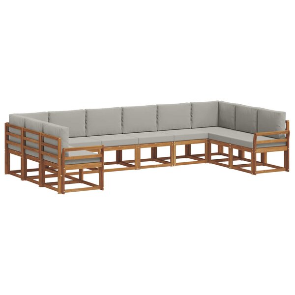 vidaXL Ensemble de canapés d'extérieur 10 Pièces Gris Naturel et Clair