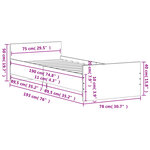vidaXL Cadre de lit sonoma gris 75x190 cm petit simple bois ingénierie