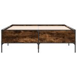 vidaXL Cadre de lit chêne fumé 150x200 cm bois d'ingénierie et métal