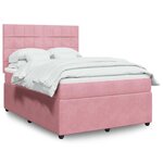 vidaXL Sommier à lattes de lit avec matelas Rose 140x190 cm Velours