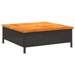 vidaXL Table de jardin noir 70x70x25 cm résine tressée et bois acacia
