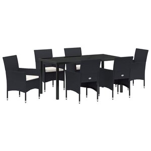 vidaXL Ensemble de salle à manger pour jardin 7 Pièces Noir polyrotin