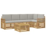 vidaXL Ensemble de canapés d'extérieur 6 Pièces Blanc et gris clair